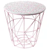 Rangement filaire imprimé floral métal bois blanc et rose Ø30xH30cm