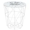 Rangement tabouret La tête dans les étoile métal bois blanc Ø30xH30cm