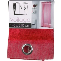 Rideau voilage à oeillets rouge résille