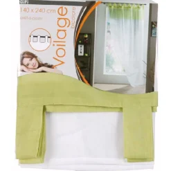 Rideau voilage à pattes bicolore blanc vert
