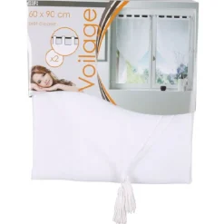 Rideau voilage à pattes blanc x2