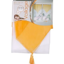 Rideau voilage à pattes orange blanc x2
