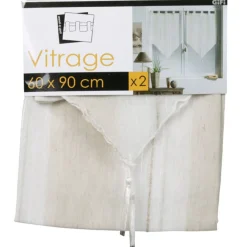 Rideau voilage beige tissé Helios x2