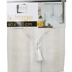 Rideau voilage beige tissé Helios x2