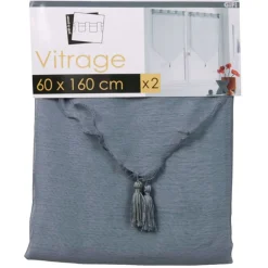 Rideau voilage gris Lissea x2