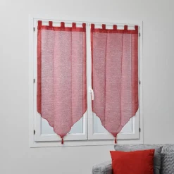 Rideau voilage rouge Lissea x2