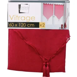 Rideau voilage rouge Lissea x2