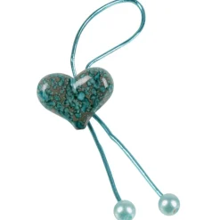Rond de serviette coeur bleu turquoise x6