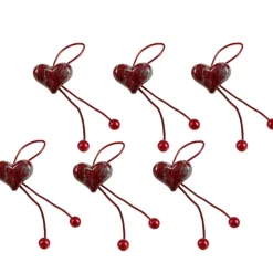 Rond de serviette coeur rouge bordeaux x6