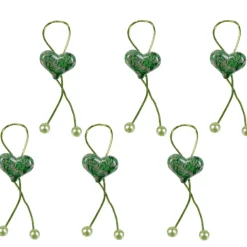 Rond de serviette coeur vert x6