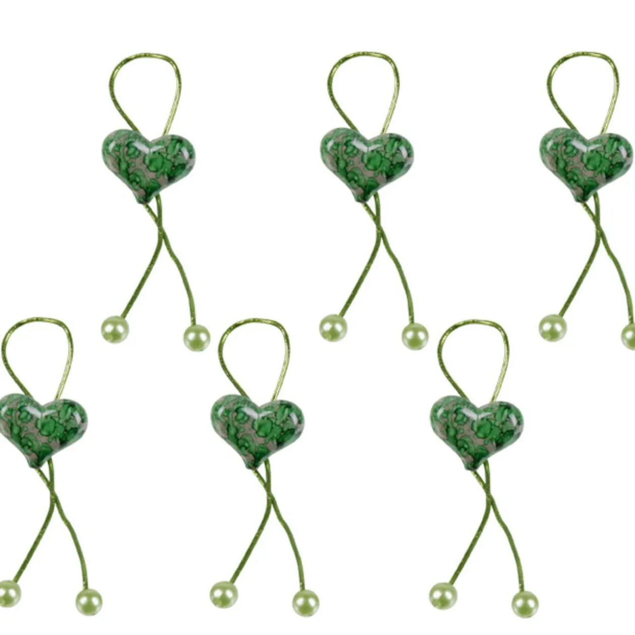 Rond de serviette coeur vert x6