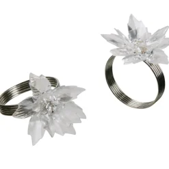 Rond de serviette fleur blanche x2