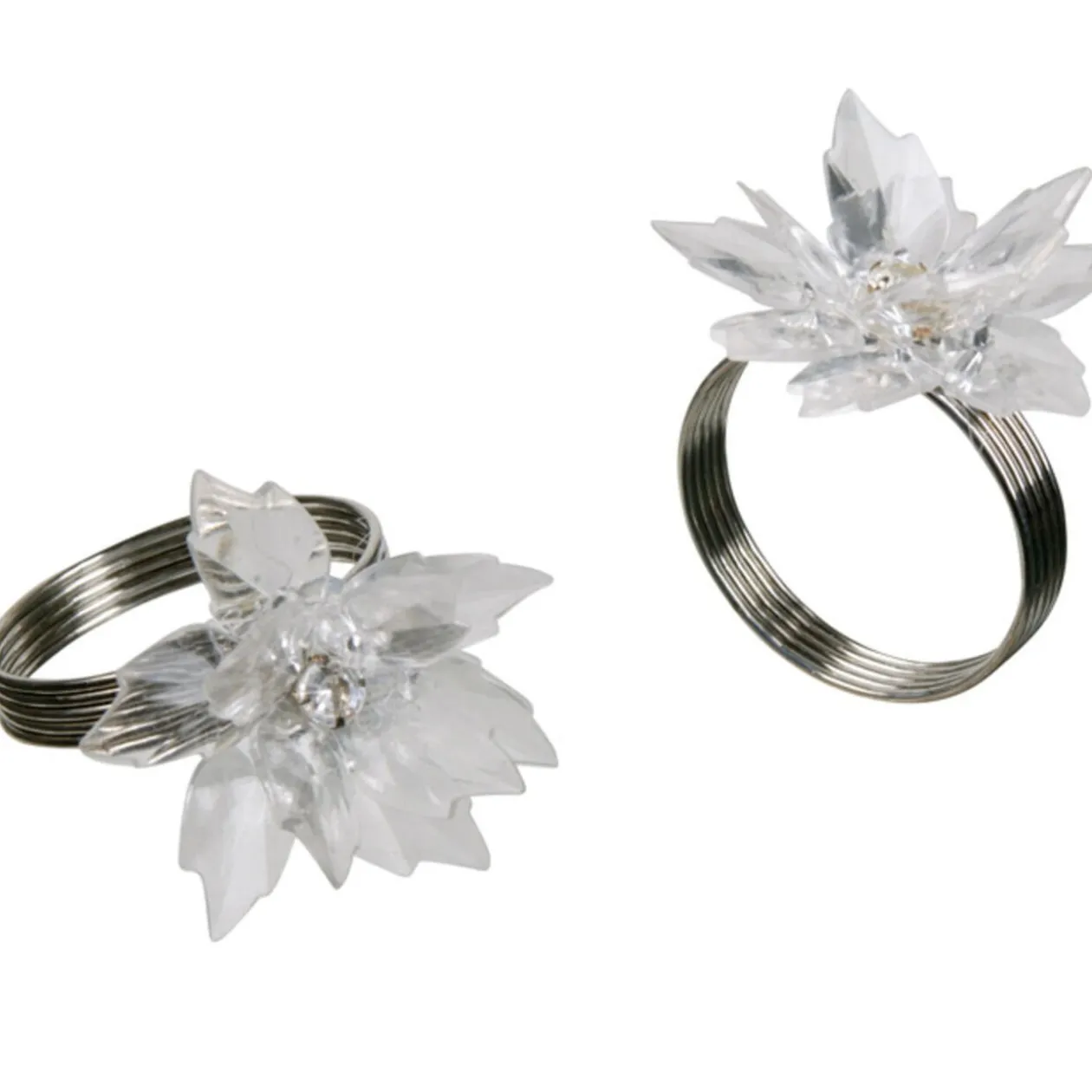 Rond de serviette fleur blanche x2