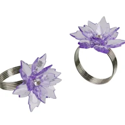 Rond de serviette fleur violette x2