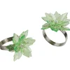 Rond de serviette fleur verte x2