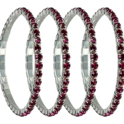 Rond de serviette strass rose fuchsia x4
