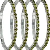 Rond de serviette strass vert anis x4