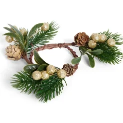 Rond serviette pomme de pin et baie dorée ou argentée Ø4cm