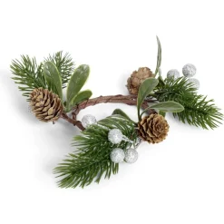 Rond serviette pomme de pin et baie dorée ou argentée Ø4cm