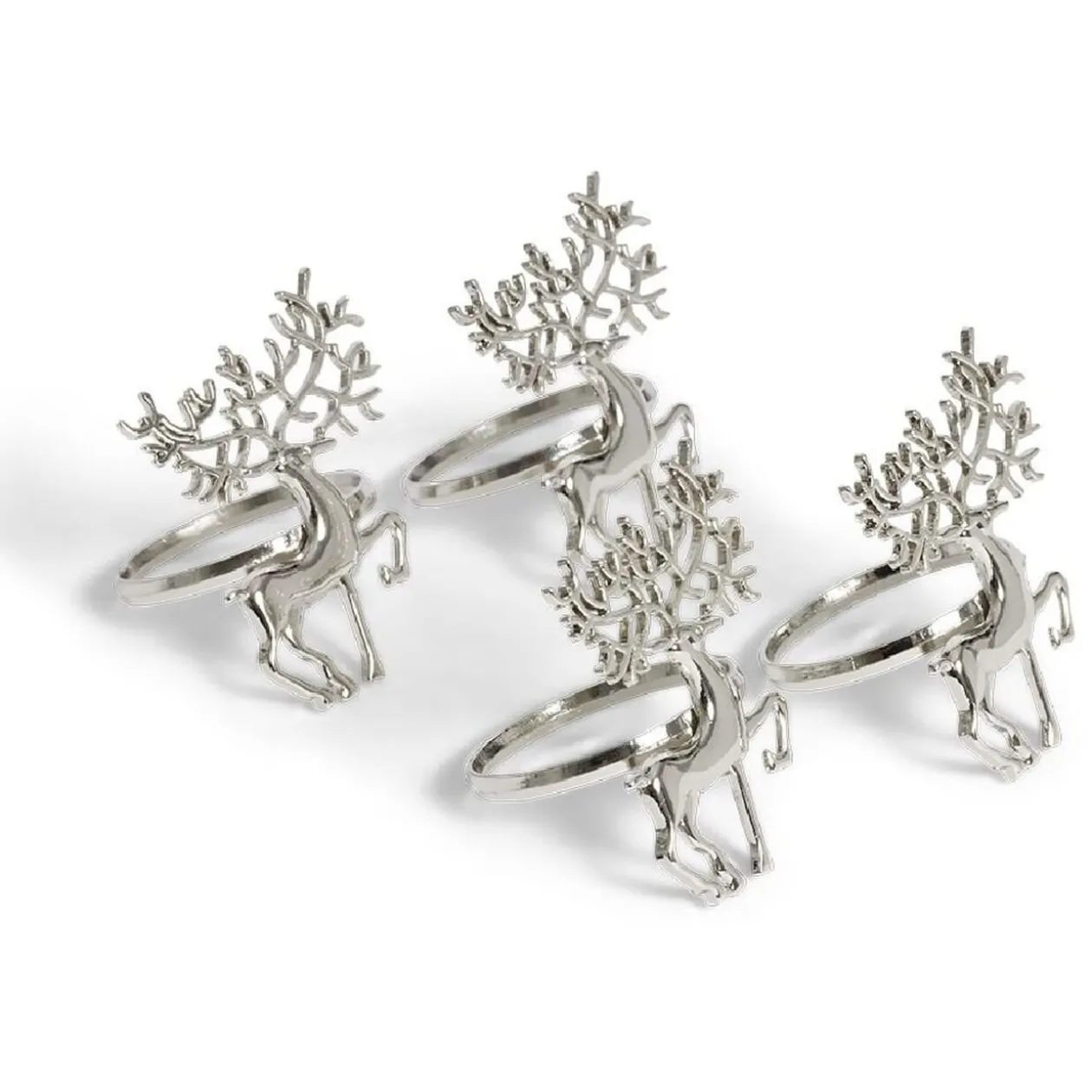 Rond serviette renne métal argenté x4