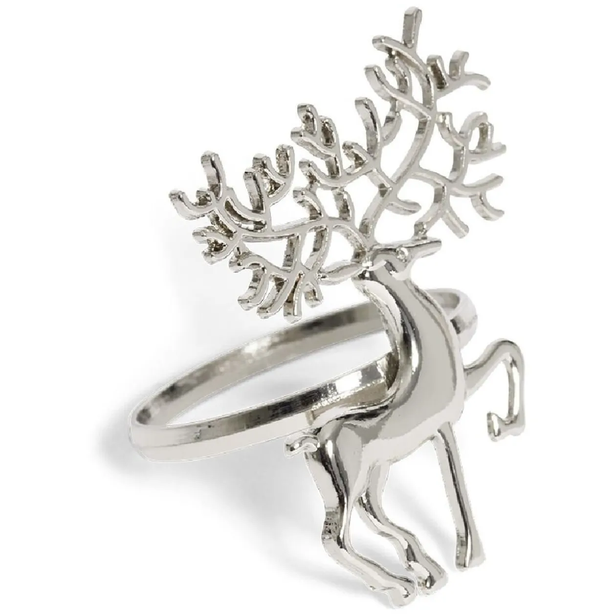 Rond serviette renne métal argenté x4