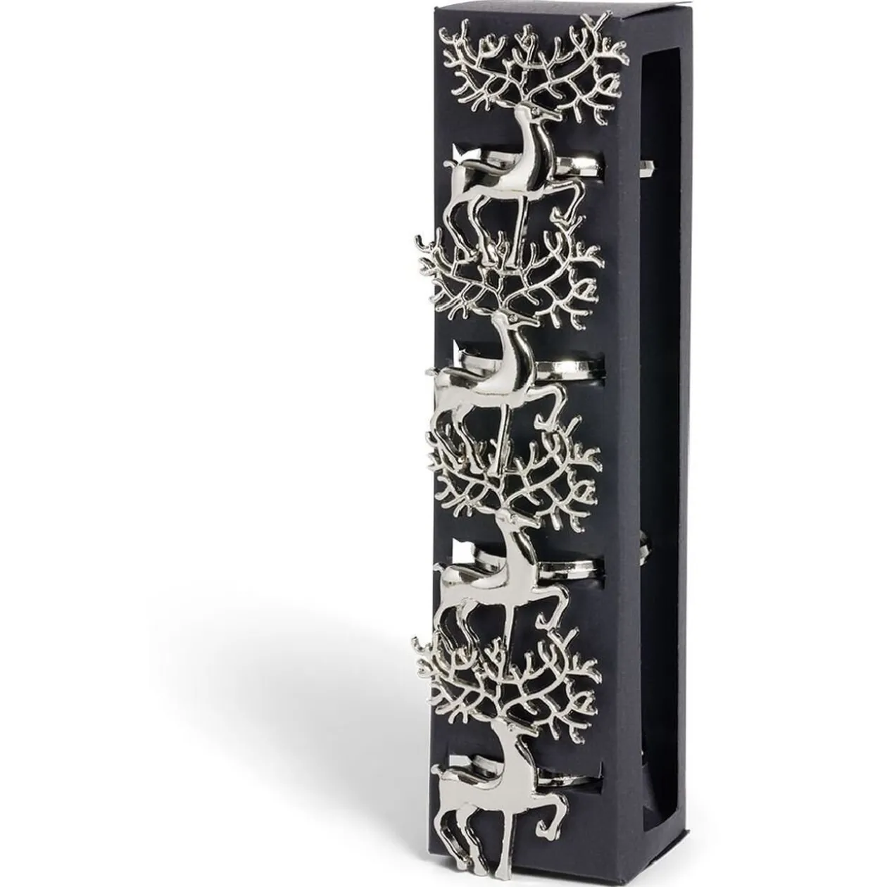 Rond serviette renne métal argenté x4