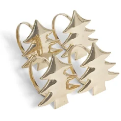 Rond serviette sapin métal rose x4