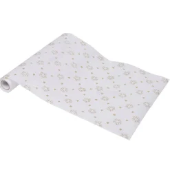 Rouleau de chemin de table blanc motif flocon doré 4 m