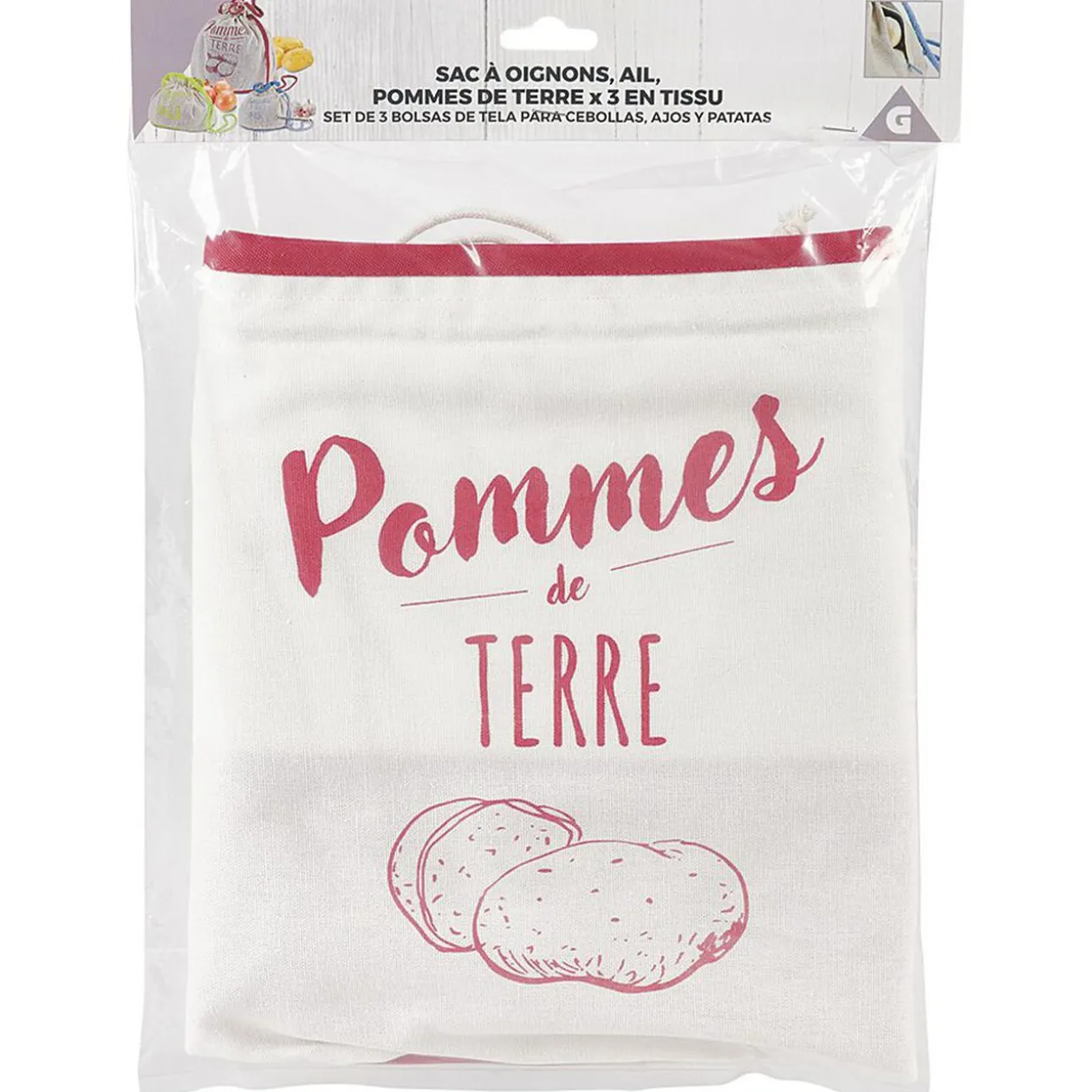 Sac de conservation x3 pour ails oignons pommes de terre