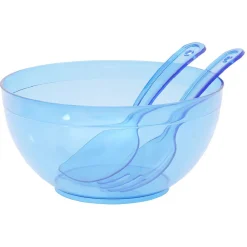 Saladier en plastique coloré avec couverts de service