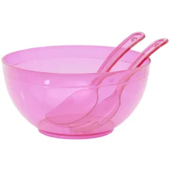 Saladier en plastique coloré avec couverts de service