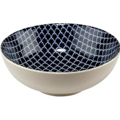 Saladier en porcelaine décor blanc et bleu