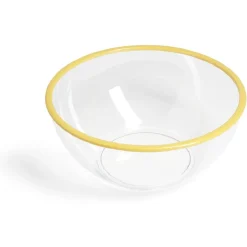 Saladier plastique transparent bordure colorée Ø28xH12cm - 3 coloris