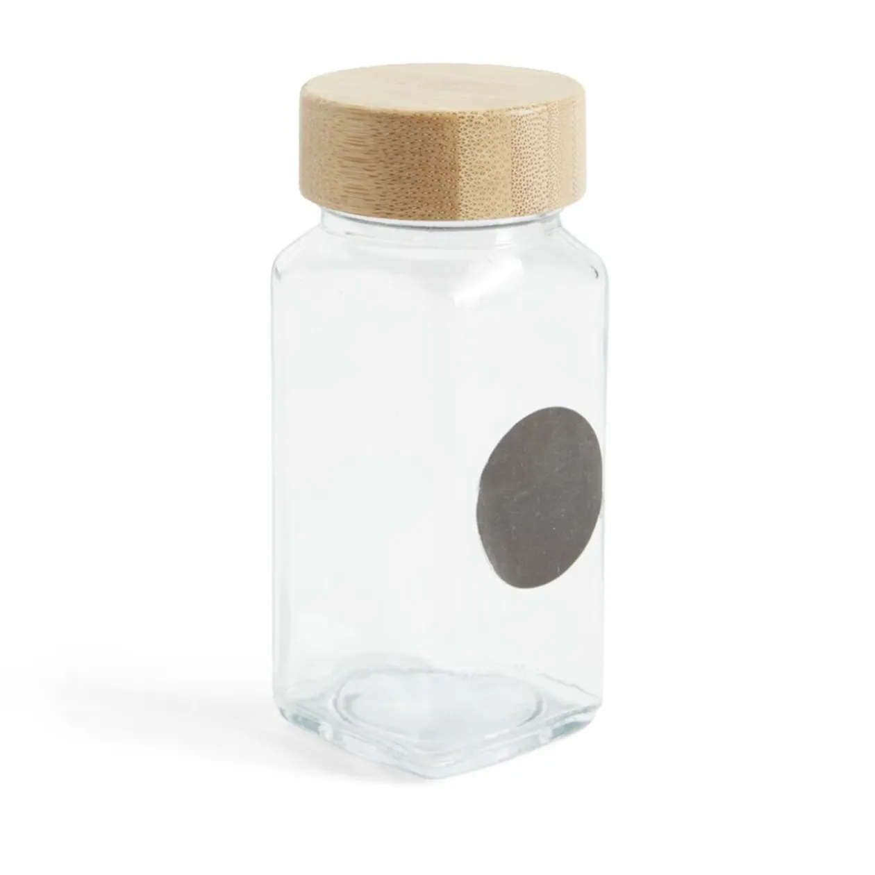 Salière/poivrière en verre et bambou 4,5x4,5xH10,5cm