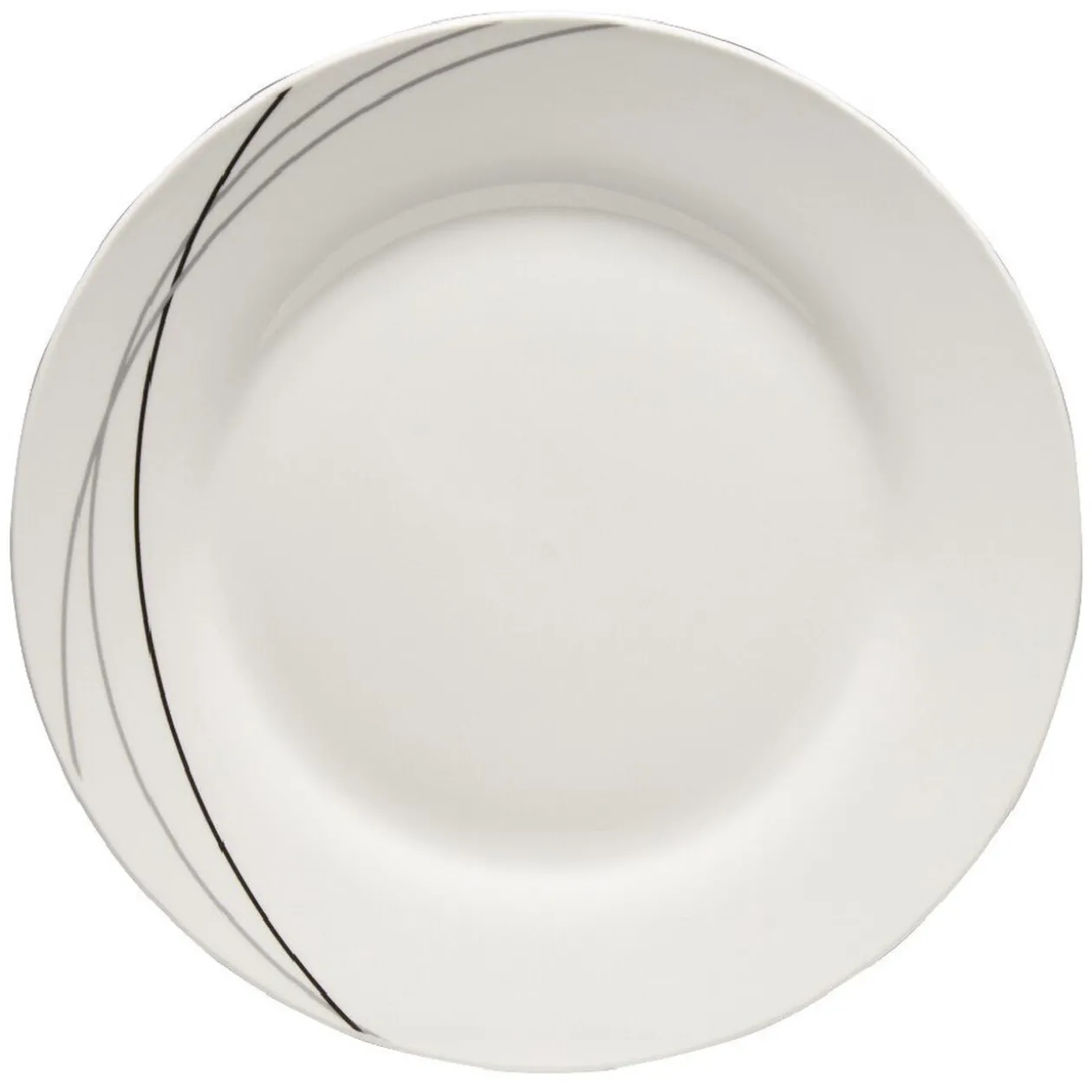 Service à vaisselle blanc lignes courbées noires et grises 8 pièces