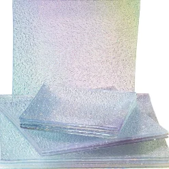 Service à vaisselle effet martelé bleu vert 12 pièces