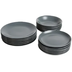 Service à vaisselle gris en faïence 18 pièces