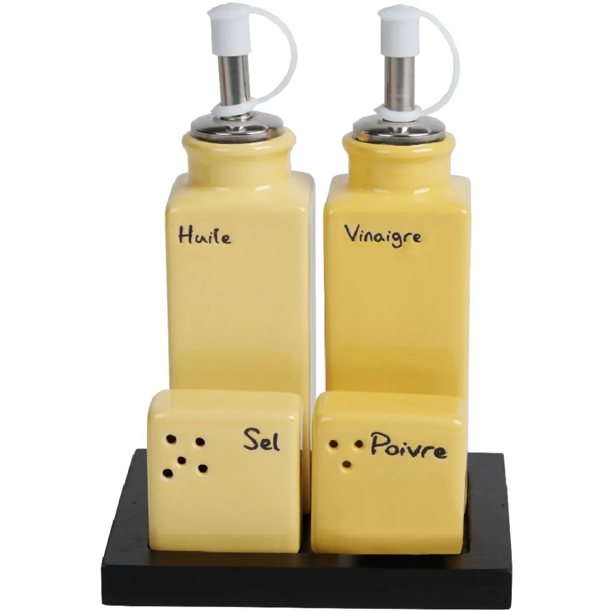 Service condiment en céramique + support