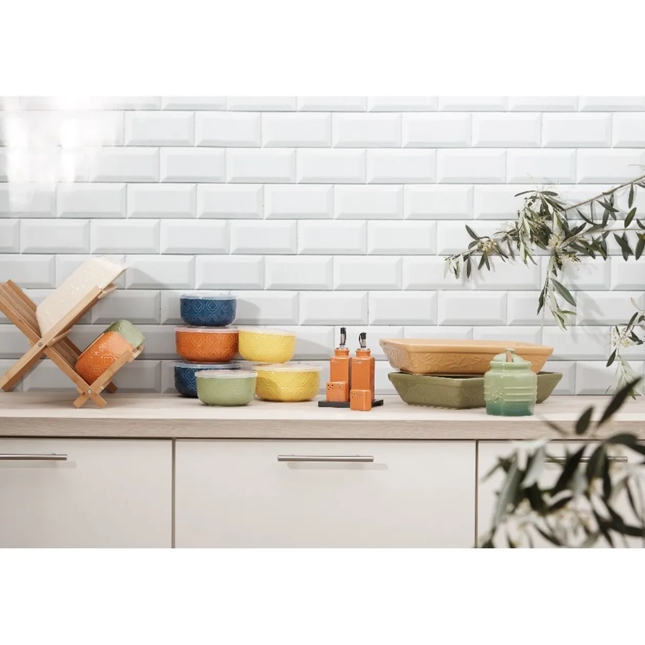 Service condiment en céramique + support