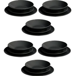 Service vaisselle 18 pièces céramique noir