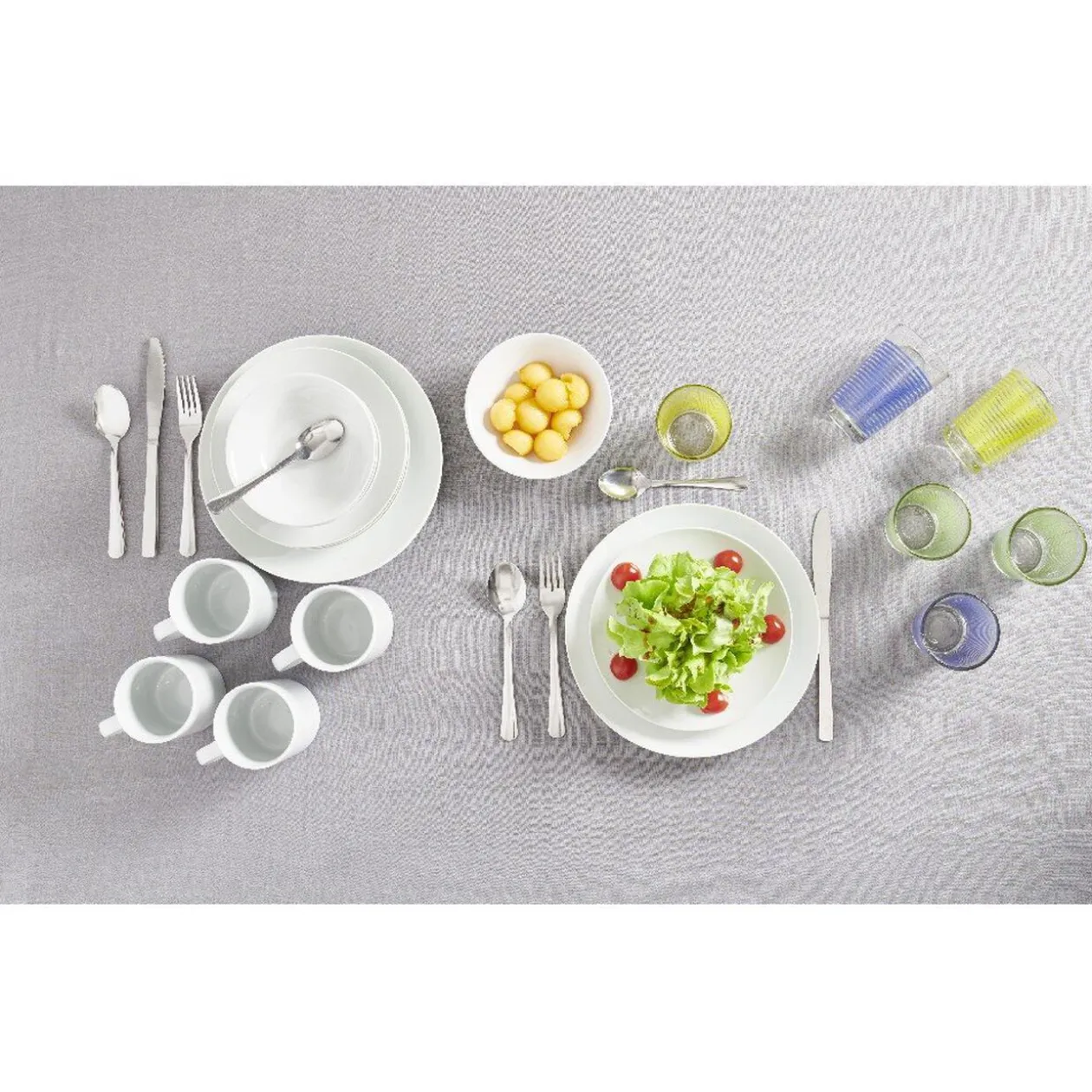Service vaisselle blanc complet 32 pièces
