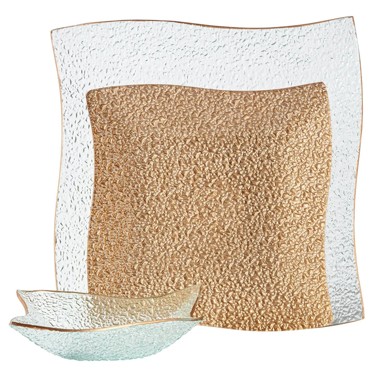 Service vaisselle doré transparent 18 pièces