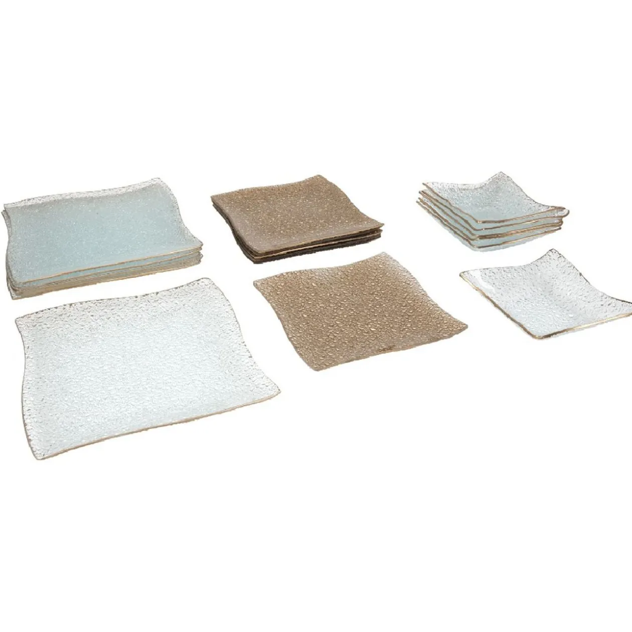 Service vaisselle doré transparent 18 pièces