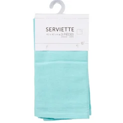 Serviette de table bleu clair uni x3