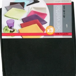 Serviette de table noir x3