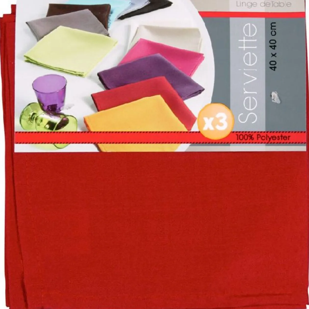 Serviette de table rouge x3