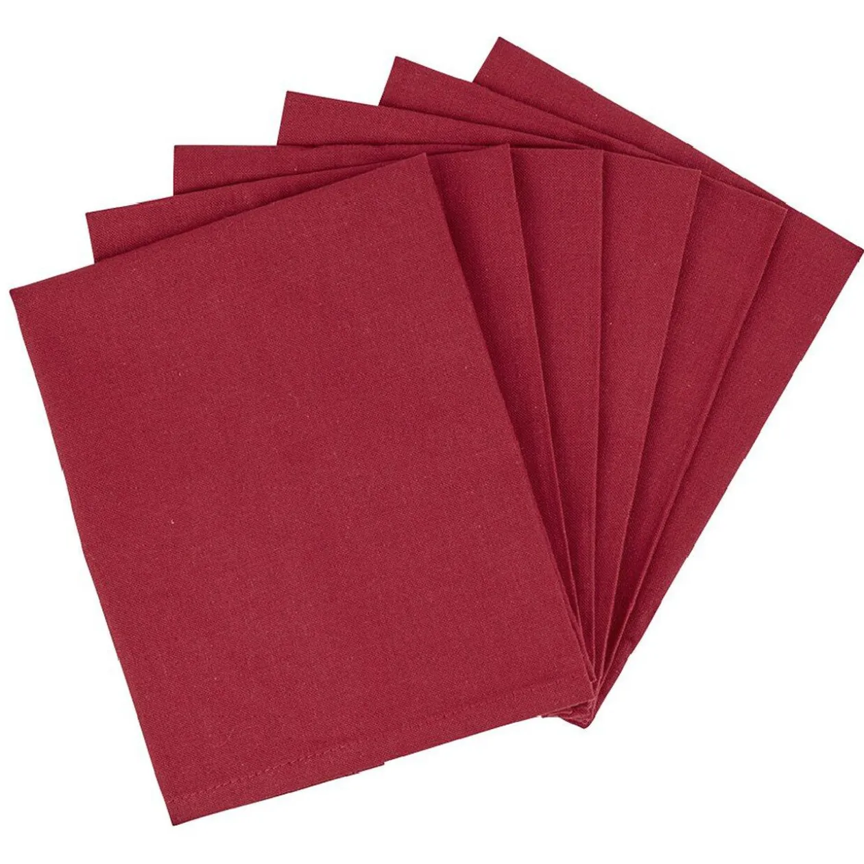 Serviette en coton uni Rouge x6