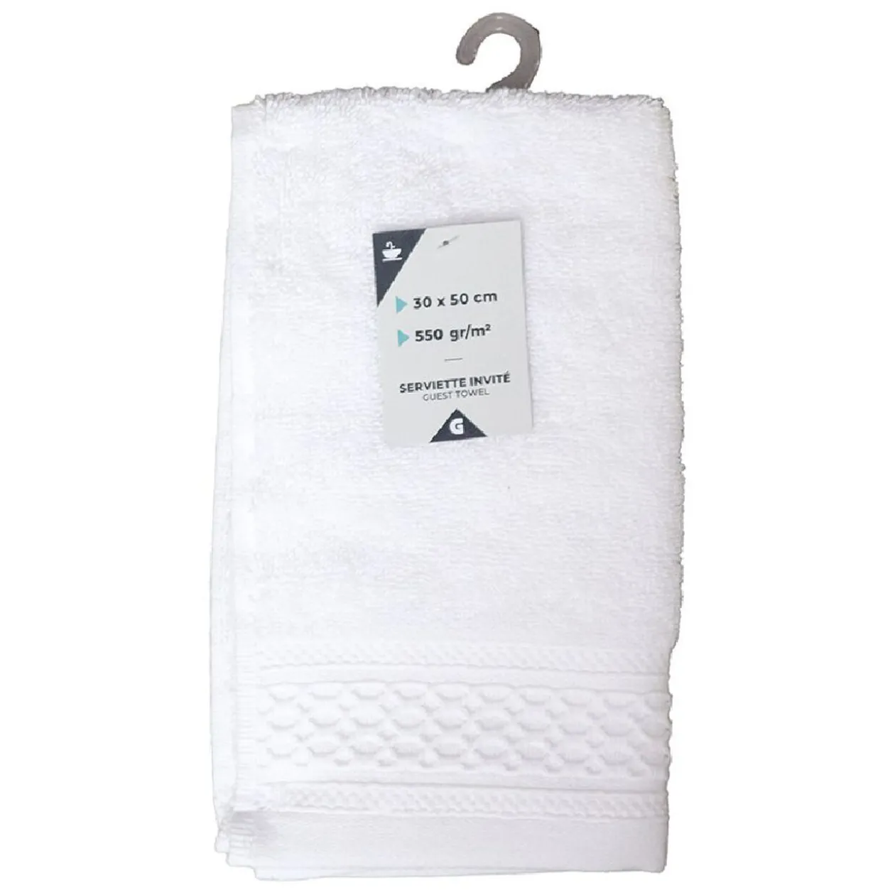 Serviette invité en coton blanc 50x30 cm