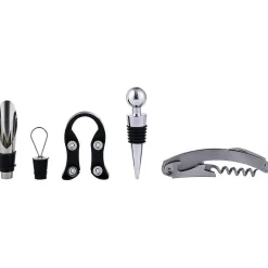 Set 4 accessoires à vin dans tonneau en bois