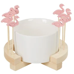 Set apéritif Aloha coupelle et pique flamant rose x 8